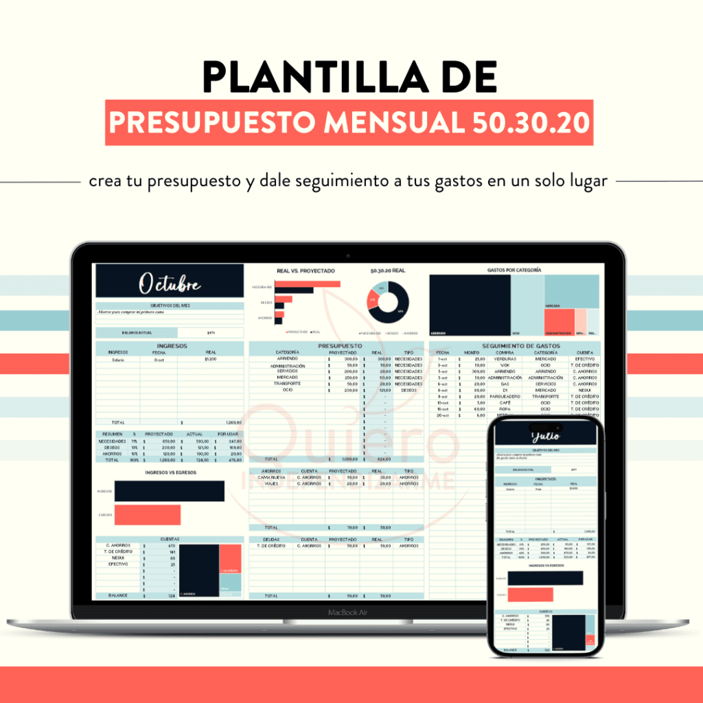 Plantilla de Presupuesto Mensual 50.30.20